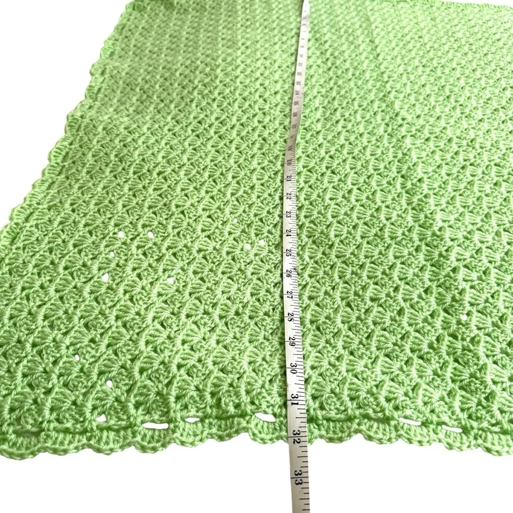 Handmade Baby Afghan in Light Green Crochet Granny Square Blanket Boy Girl NEW
